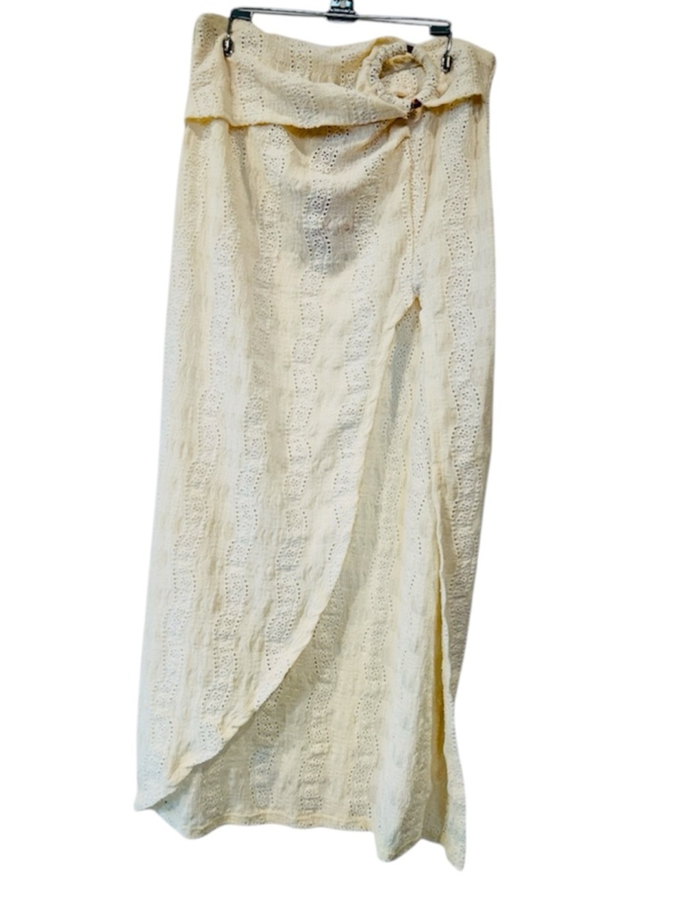 SHEIN Cream Eyelet Wrap Maxi Skirt